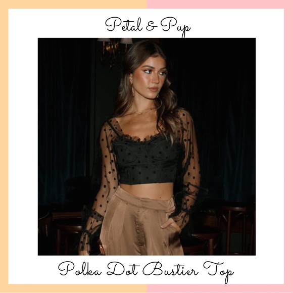 Petal & Pup Tops - Petal & Pup Black Polka Dot Bustier Crop Top